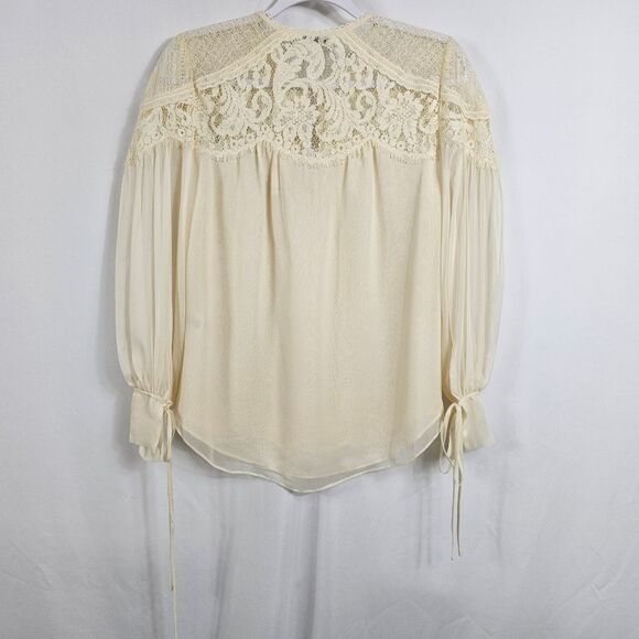 NWT Rebecca Taylor Chiffon and Lace Long Sleeve Blouse - Picture 8 of 13